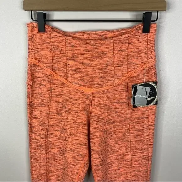 Free People FP Movement Hybrid Leggings Papaya Punch Pink Orange NWT Small - Picture 2 of 8